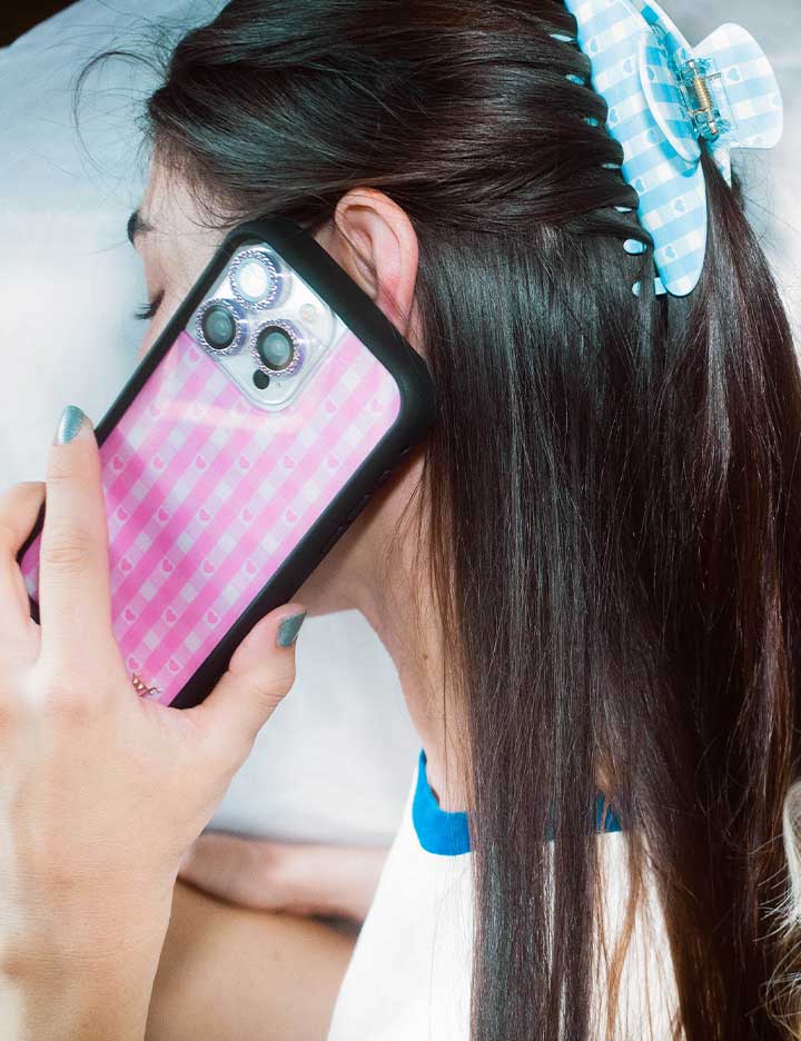 Emi Jay Big Effing Clip in Blue Gingham Hearts - Image 3